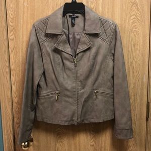 Alfani motto jacket M faux leather front zipped